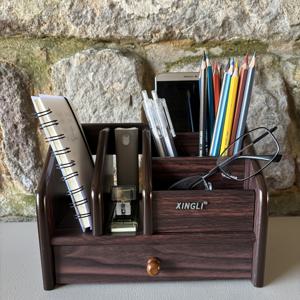 TEMU 대형 서랍이 있는 창의적인 빈티지 나무 다기능 책장, 화장품 보관 및 연필꽂이로 적합, 가정 사무실 사용 및 휴일 선물로 완벽합니다.