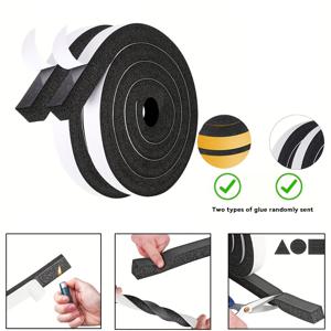 TEMU 13.4ft 고밀도 폼 실 테이프 (접착식) | 1 1 13.4ft 클로즈드 셀 폼 스트립 (문/창문 단열용), 방수 클로로린화 고무 실 테이프 (에어컨용)