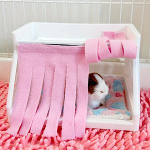 TEMU 햄스터의 포근한 침대 - 담요와 커튼이 장착되어 있으며, 소형 애완동물용 매트리스, 간편한 설치 애완동물 침대, 소형 동물용 편안한 플라스틱 코너 은신처, 소형 애완동물 용품.