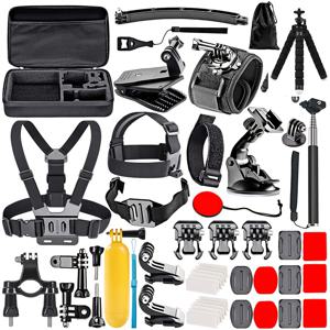 TEMU Hero 11/10/9 호환 DJI Osmo 스포츠 카메라 액세서리 키트 50개 세트 - 헤드 스트랩, 체스트 하네스, 흡착컵, 셀카봉 등 포함 (배터리 및 전자 부품 미포함), Telecinco Pro Hero 액세서리, 사진기 스트랩, for Gopro 메디아 모드 히어로용, 사진 액세서리, Osmo 포켓