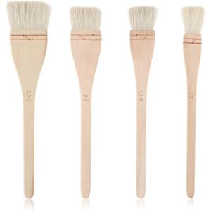 TEMU 크리에이티브 마크 헤이크 페인트 브러쉬 세트 4개 - 전문가용 부드러운 흰 염소털 스티치 묶음 브러시, 워싱, 배경 작업, 수채화 및 도자기용