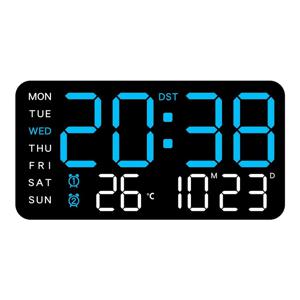 TEMU LED 디스플레이 다이얼 벽시계, 날짜 및 요일 표시, 음성 알람 기능, 밝기 5단계 조절 가능, 12시간제와 24시간제 전환 가능, USB 전원 사용, 가정 거실 사무실 장식에 매우 적합한 전자 시계 데스크탑/벽걸이 이중용 배터리 및 어댑터 없음