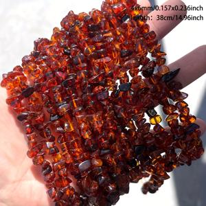 TEMU DIY 주얼리 만들기용 천연 호박 구슬 4x6mm 1줄, 비정형 및 임의 모양의 비즈 팔찌 목걸이 생일 선물 할로윈 크리스마스 기념품 분위기 장식