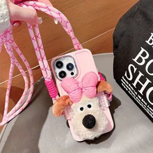 TEMU 대각선 어깨 스트랩, 휴대용 슬링, 플러시 보우, 조절 가능한 코드가 있는 조절식 휴대폰 거치대. 크리스마스 또는 생일 선물로 완벽합니다.|핸드폰스트랩