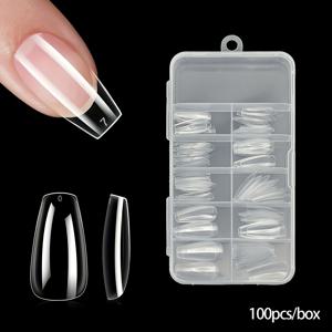 TEMU 젤 애플리케이션에 적합한 미디엄 발레 네일 팁 100개 세트 (미리 모양이 잡혔음), 미용실 네일 연장에 이상적.|네일팁