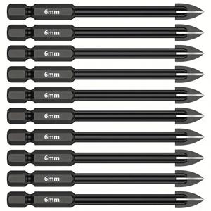 TEMU 10개입 타일 도자기 드릴 비트 6mm 내구성 풀 그라인딩 유리 대리석 드릴 세트 전기 드라이버 비트 금속 홀쏘 드릴링 도구 타일 도자기 유리 거울 카바이드 팁 드릴 비트 도자기 드릴 세트