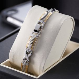 TEMU 1개 남성 패션 팔찌, 구리 24K 금도금 투톤 로마스 체인 팔찌, 힙합 쿠바 스타일, 남녀공용, 데일리 착용, 남자친구 선물