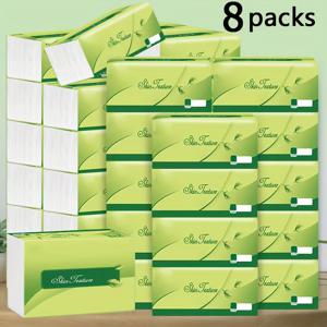 TEMU 8개입 초극세사 4겹 페이셜 티슈 세트 - 두꺼운, 각 팩에 약 250매, 호텔, 푸드 트럭 및 사무실에 적합한 무염료 페이퍼
