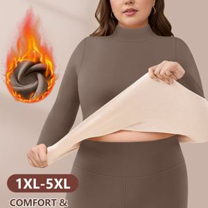 TEMU 메이타이팅 여성용 보온 속옷 탑 - 플러스 사이즈 XL (1XL, 2XL, 5XL) 익스트림 - 부드럽고 신축성 있는 긴팔 터틀넥 - 겨울 잠옷 & 라운지웨어 - 우아한 베이스 레이어 - 확장 사이즈 제공 - 손세탁 쉬움 - 추위 날씨 필수품