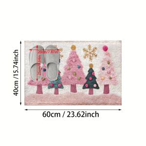 TEMU 1세트/4개/6개 분홍색 크리스마스 트리 눈송이 디자인 파이버 미끄럼 방지 및 방오 매트, 인조 캐시미어 흡수성 빠른 건조 매트, 홈 카펫, 푹신한 플러시 겨울 장식, 파티 장식, 휴일 선물, 주방, 욕실에 적합