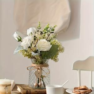 TEMU 웨딩 부케, 테이블 장식, 주방, 정원 또는 파티용으로 사용할 수 있는 합성 꽃, 식물 및 장식 세트