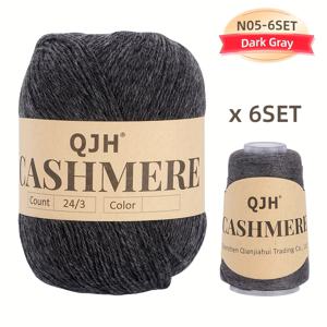 TEMU 6개 세트 고급 100% 캐시미어 원사 번들, 부드러운 퍼지 뜨개질 크로셰 원사, 50g 대형 & 20g 소형, 다색 헤더 원사 DIY 공예, 스웨터, 숄 - 화이트, 레드, 블랙, 블루, 그린, 퍼플, 초콜릿, 다크 브라운