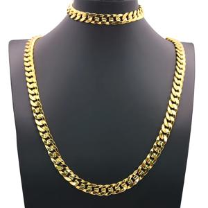 TEMU 1개 팔찌 + 1개 목걸이 트렌디 쿠바 링크 NK 체인 주얼리 세트, 파티, 페스티벌, 캐주얼 스타일을 위한 멋진 클래식 록 힙합 스타일