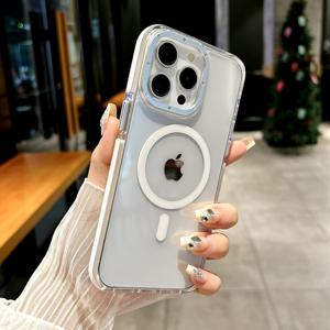 TEMU 폰 케이스: 고품질 강력 자석 투명 투톤 미끄럼 방지, 무선 충전 호환 충격 방지 폰 케이스, 아이폰 16 15 14 13 12 11 프로 맥스 플러스 럭셔리 메탈 보호 백커버