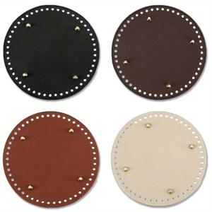 TEMU 고품질 코바늘 가방 받침대 보호대 4개 세트 - 튼튼한 150mm/5.91인치 인조 가죽 패드, 니트 가방용으로 설계되었으며, 향상된 바닥 지지, 설치 및 오래 지속되는 손상 방지 기능 제공, DIY 지갑 제작