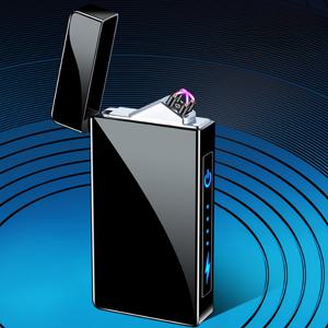 TEMU 패션용 전기 메탈 라이터, USB 충전, 듀얼 아크 기술, 방풍 및 무화염 디자인, 배터리 표시등 포함, 바베큐, 캠핑, 하이킹 및 비상 상황에 적합.