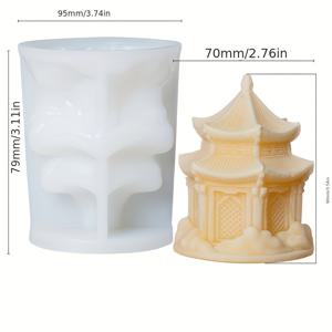 TEMU 서리 호수 Jixianting 실리콘 모양, 창의적인 DIY 아로마 테라피 촛불 제작, 쉬운 릴리스 및 청소, 건축 테마 비정형 모양, 비누 및 촛불 공예에 완벽한, 독특한 휴일 및 손수작업 선물