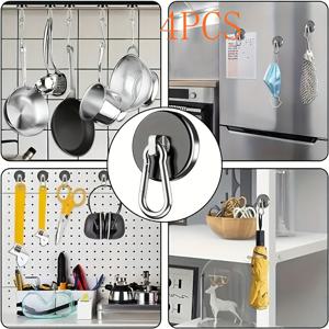 TEMU 2개/4개입 강력 자석 후크 세트, 바베큐, 걸이, 크루즈선, 주방, 차고 및 냉장고용 회전 기능이 있는 100파운드 자석 후크