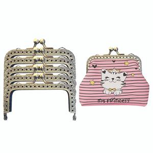 TEMU 수제 지갑 만들기 키스 버튼 5개 세트 8.5cm/3.35인치, DIY 지갑 금속 프레임 앤틱 구리/실버, DIY 지갑 제작