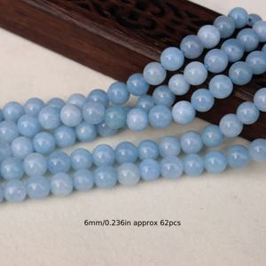 TEMU 자연 아쿠아마린 파란색 원형 비즈, 사이즈 4-6-8-10mm, 다양한 모양의 주얼리 제작용 루스 스페이서 비즈, 팔찌, 목걸이, 귀걸이, 발찌, 펜던트, 선물 비즈 액세서리, 선물 - 15인치에 적합