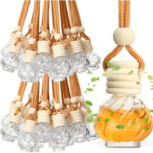 TEMU 50개 자동차 에센셜 오일 걸이용 빈 유리 자동차 디퓨저 병, 리필 가능한 자동차 공기 청정제 향수 펜던트 AromaRelax 향기 자동차 공기 청정제 장식|차량용방향제