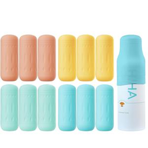 TEMU 12개 여행용 병 커버, 누수 방지 탄성 커버, 실리콘 여행용 화장품 용기 커버, 누수 방지 잠금 여행 액세서리, 샴푸, 컨디셔너 및 세척 병에 적합, 여행용 화장품 병|트래블보틀