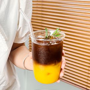 TEMU 1pc 아이스 커피 라떼용 유리 텀블러, 우아한 투명 음료 유리, 다용도 주스 및 우유 컵, 독서, 캠핑에 이상적, 조립 필요 없음, 가정, 사무실, 바베큐, 레스토랑, 바, 파티 용품