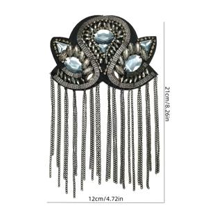 TEMU 수제 비즈 라인스톤 태슬 옷 장식 숄더 패치