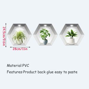 TEMU 3개 세트 식물 장식 스티커, PVC 벽 스티커, 거실·침실·사무실용, 자가 접착 홈 데코, 방 꾸미기, 사무실 인테리어, 고급 비닐 재질, 탈부착 가능, 실내 디자인 및 홈 데코레이터용, 할로윈