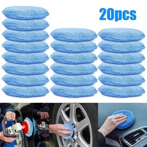TEMU 20개 대형 5인치 파란색 폼 스펀지 패드, 자동차 왁싱 및 폴리싱용 - 부드럽고 흡수력 좋고, 페인트에 부드럽게, 자동차 디테일링 및 미용에 이상적, 장갑 포함, 쉬운 적용, 자동차 디테일링 필수품|전문가용 스펀지|부드러운 질감 스펀지, 자동차 세차 스펀지