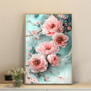 TEMU JOZYSH 1개 프레임리스 40X60Cm/15.7X23.6인치 11CT/14CT 프린트된 십자수 키트, 아름다운 꽃이 특징이며, 편안한 십자수 자수 경험을 찾는 성인 초보자에게 적합합니다. 프린트된 캔버스, 바늘, 실이 포함되어 있습니다.