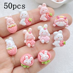 TEMU 20/50pcs 폴리레신 딸기 토끼 플랫백 라인스톤 장식 - 파티 스타일 동물 장식으로 네일 아트, 스크랩북, DIY 공예, 홈 데코 - 전원 필요 없음