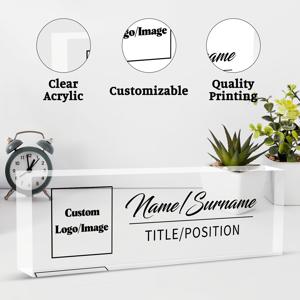 TEMU 맞춤 아크릴 책상 이름판 - 동료, 상사, 교사, 간호사를 위한 개인화된 사무실 장식 - 이상적인 직원 감사 선물 (로고), 책상 액세서리 사무실