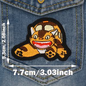 TEMU 애니메이션 오렌지 토토로 자수 천 패치, 접착제로 붙여서 사용할 수 있는, 버그, 모럴 패치, 배낭 장식, 의류 수리용으로 적합합니다.