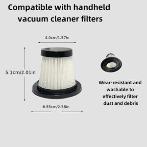 TEMU 핸디형 차량용 진공 청소기 HEPA 필터 액세서리, 가정용 먼지 및 진드기 제거용, 범용 교체 필터, 세척 가능. 대형 원형 직경 6.55Cm, 높이 5.09Cm; 소형 원형 직경 3.95Cm; 4개입.