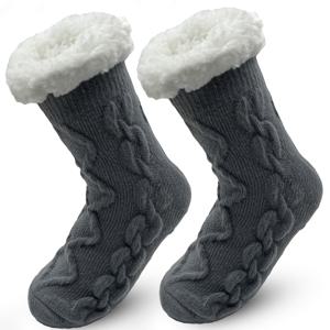 TEMU 남녀 모두에게 적합하며 가정용으로 완벽한 미끄럼 방지 밑창이 있는 두꺼운 기모 안감 가을/겨울용 플로어 삭스 한 쌍