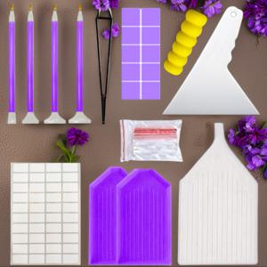 TEMU 54개 페인팅 도구 액세서리 기본 조합 패키스 세트, 초보자 수제 페인팅 필수품, 키트 구성: 핀셋, 도트 펜, 글루 클레이, 트레이, 전원 공급 장치 불필요, 보관 상자 미포함