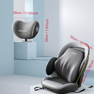 TEMU 사계절 편안함 2피스 세트, 슬로우 리바운드 메모리폼 목베개 + 요추 지지대, 차량 운전용, 통기성 및 변형 방지, 전신 지지와 목 보호 제공! 차량 요추 지지대, 차량 헤드레스트, 차량 목베개