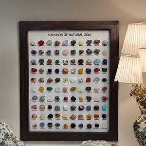 TEMU 10인치 천연 미네랄 디스플레이 | 100종 광물 (청금석, 봉황석, 자수정, 마노, 흑요석) | 지질학적 홈 데코 | 휴일 선물 (크리스마스/발렌타인데이/캐나다 데이)