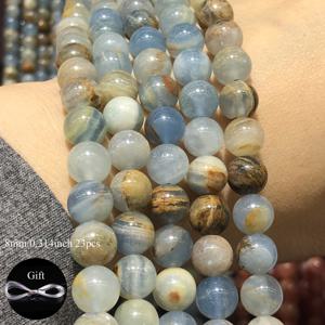 TEMU 천연 블루 아르헨티나 칼시트 스톤 구슬 라운드 루즈 스페이서 비즈 & 비즈 세트, 주얼리 제작용 DIY 팔찌 액세서리 8mm 23개/세트