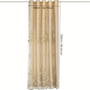 TEMU 1개 플로럴 엠보싱 자수 이중 레이어 완성 커튼, 거실 및 침실, 홈 오피스, 미국 스타일, 프랑스 스타일, 뉴 차이나 스타일 및 라이트 럭셔리 스타일에 적합.
