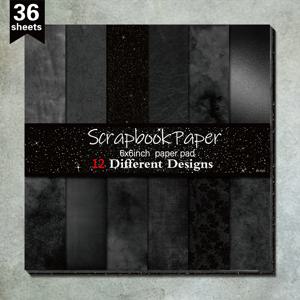 TEMU 36장의 6x6인치 스크랩북 종이, 다이어리 스크랩북 용품 키트 미적 장식 선물 포장 앨범 플래너 장식용 종이 공예 재료, 스크랩북 카드스톡 종이에 적합한 아트 크래프트 패턴 종이 - 검은 별빛 하늘|다이어리