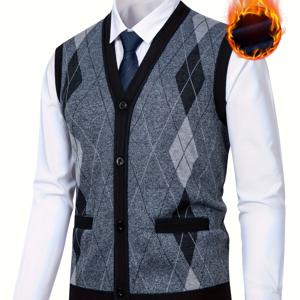 TEMU 새로운 남성용 니트 보온 조끼, 스타일 가을 겨울 패션 조끼