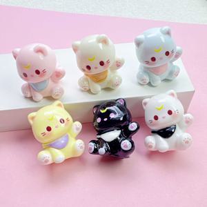 TEMU 6개 GIOIO 귀여운 3D 만화 고양이 레진 참, 컬러풀 & 광택, 크림 글루 포함 - DIY 머리핀, 헤어밴드, 물병 & 신발 장식에 완벽|머리핀