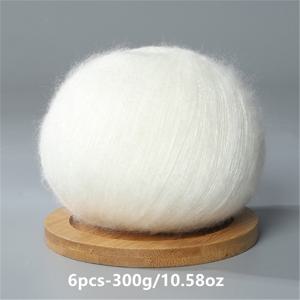 TEMU 코바늘 뜨개질 및 손뜨개용 모헤어 털실 6개 세트. 스웨터, 스카프, 숄, 모자 제작에 적합합니다. 이 양모 실은 부드럽고 피부에 자극이 적으며 총 300G/10.58Oz으로 봄과 여름에 이상적입니다.|스카프|여름모자|뜨개실