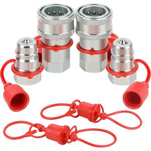 TEMU 2개 세트 피오니어 유압 퀵 커넥트 커플러 (먼지 캡 포함), 1/2'' Ag ISO 5675 팝렛 디자인 특징.