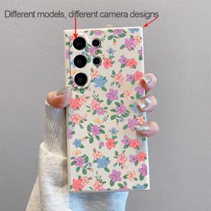 TEMU 삼성 갤럭시 S25 S24 S23 S22 S21 S20 울트라 S25 S24 S23 S22 S21 S20+ S25 S24 플러스 S20Fe S21Fe S23Fe S24Fe S10 플러스 S10E 노트 20 울트라 10+용 작은 컬러 꽃 소프트 폰 케이스, 직선 에지 충격 방지 낙하 방지 보호 커버 쉘