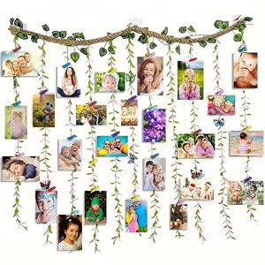 TEMU 메시 행잉 포토 월 데코, 인공 잎사귀, DIY 콜라지 키트 (20개 컬러 나무 클립 + 5개 나비 장식 포함), 홈 & 장식용, 전기 및 깃털 불필요