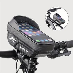 TEMU 3D 선바이저가 특징이며 6.5인치 이하의 터치 스크린 및 Face ID 호환 휴대폰을 지원하도록 설계된 퀵 릴리스 자전거 휴대폰 홀더 및 프레임 가방