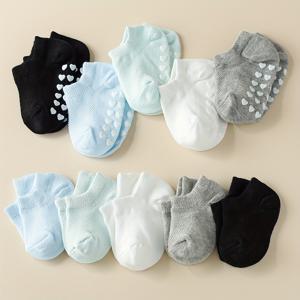 TEMU 5/10켤레 더블 스프링 여름 단색 메쉬 미끄럼 방지 물방울 보트 양말